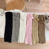Korean Style Children's Leg Warmers Balletcore Harajuku Knitted Leg Cover Lolitas Long Stockings Plush Ball Leg Socks Girls - KawaSocks